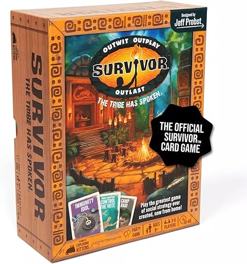 Survivor: The Tribe Has Spoken by Exploding Kittens - The only Official Card Game for Survivor Fans - Family Party Game for Ages 8 and up -...