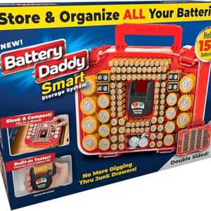 Ontel Battery Daddy Smart – Battery Organizer Storage Case with Tester, Stores & Protects Up to 150 Batteries, Clear Locking Lid, As Seen On…