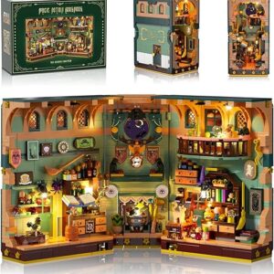 Magic Potion Booknook Building Set with Light, DIY Bookend Building Block Kit for Home Decor Bookshelf, 990 PCS Miniature Book Nook House B…