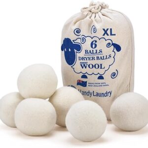 Handy Laundry Wool Dryer Balls – Natural Fabric Softener, Reusable, Reduces Clothing Wrinkles and Saves Drying Time, Better Alternative to …