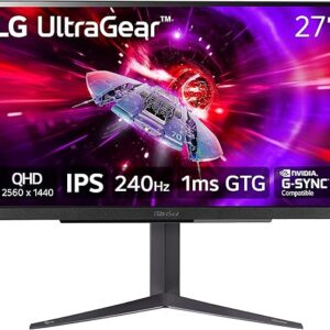 LG 27″ UltraGear QHD (2560×1440) Gaming Monitor, 240Hz, 1ms, VESA DisplayHDR 400, G-SYNC and AMD FreeSync Premium, HDMI 2.1, DisplayPort, 4…