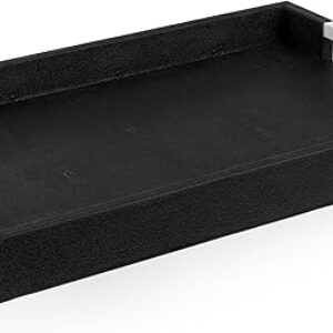 Modern Elegant 18″x12″ Black Rectangle Shagreen Faux Leather Decorative Tray Ottoman Coffee Table Perfume Living Room Kitchen Serving Tray …