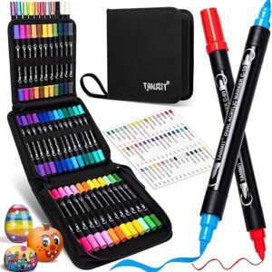 48 Colors Acrylic Paint Pens, Dual Tip Acrylic Paint Markers with Brush Tip and Fine Tip, Acrylic Pens for Rock Painting, Wood, Canvas, Sto…