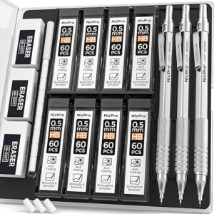 Nicpro 0.5mm Mechanical Pencil Set with Case