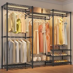 VIPEK V5L Garment Rack Heavy Duty Clothes Racks with Dimmable LED Light, 3000K Warm White, Portable Closet Wardrobe Freestanding Metal Clot…