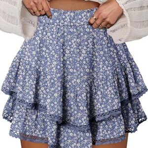 onlypuff Flowy Shorts for Women Ruffle Skorts Mini Skirts High Waisted Teen Gilrs Tennis Skort Summer Shorts