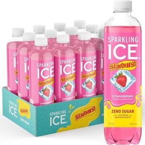 Sparkling Ice STARBURST Strawberry, Zero Sugar Flavored Sparkling Water, with Vitamins and Antioxidants, Low Calorie Beverage, 17 fl oz Bot…