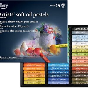 MUNGYO Gallery Artists’ Soft Oil Pastels Professional, 48 Assorted Colors, Vibrant and Blendable