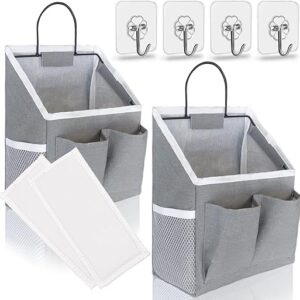 2pcs Small Wall Hanging Baskets for Organizing, Wall Hanging Storage Bags as Over the Door Organizer, Wall File Organizer, Rv Storage and Organization. For Bedroom, Office, Camper (Gray)