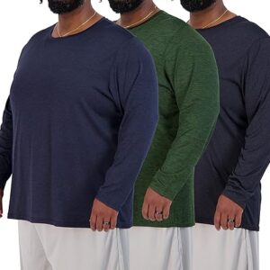 Real Essentials 3 Pack: Men’s Big & Tall Tech Stretch Long-Sleeve & Short-Sleeve Dry-Fit T-Shirt (3XT-5XT)