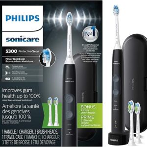 Philips Sonicare ProtectiveClean 5300 Rechargeable Electric Toothbrush, with Pressure Sensor, 3 Cleaning Modes, SmarTimer and QuadPacer, wit…