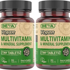 DEVA Tiny Tablets Vegan Multivitamins for Women & Men, Multivitamin with Iron, Mineral Supplement, Vitamin C, Vitamin B Complex, Vitamin B1…