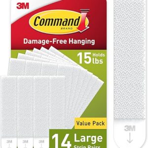 Command 15 lb Large Picture Hanging Strips 14 Pairs (28 Command Strips), Damage Free Picture Hangers, No Tools Wall Hangers for Home Decor, …