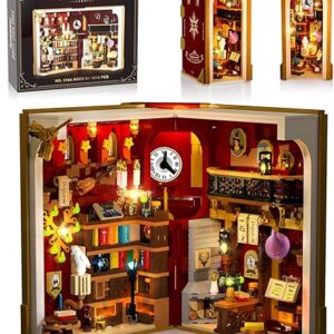 Magic Book Nook Building Set with LED Light, 3.6mm Miniature DIY Bookend House Building Toy for Home Decor Bookshelf, 1015 PCS Mini Booknoo…
