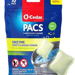 O-Cedar PACS Hard Floor Cleaner, Crisp Citrus Scent 10 Count (1-Pack) | Made with Naturally-Derived Ingredients | Safe to Use on All Hard F…