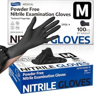 Disposable Black Nitrile Gloves, 100 Pcs