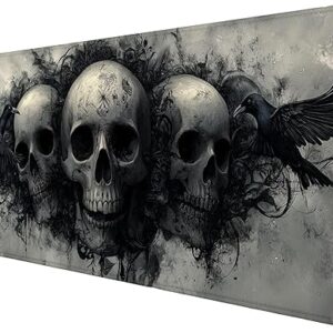 Ghost Skull Fog Desk Pad Mouse Pad Dark Skull Crow XL Mouse Pad Large Mousepad Extended Laptop Keyboard Mat Gaming Desk Pad Mouse Mat 31.5″…