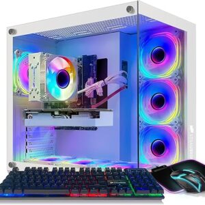 STGAubron Gaming PC, GeForce RTX 3060 Ti 8G, Intel Core i7-8700 up to 4.6G, 16G DDR4, 1T SSD, 600M WiFi, BT 5.0, RGB Fan x7, Windows 11 Hom…