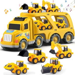 Veslier Construction Truck Toys for Boys Girls Age 1 2 3 4 5 6 Years Old,Carrier Transport Trucks for Kids 1-3 3-5 Year Old,Christmas Birth…