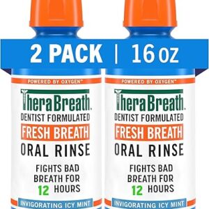 TheraBreath Fresh Breath Mouthwash, Icy Mint Flavor, Alcohol-Free, 16 Fl Oz (Pack of 2)