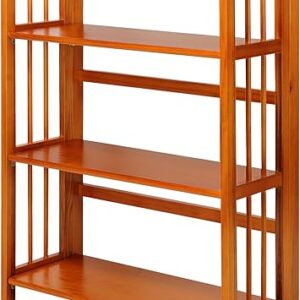 Casual Home 3-Shelf Folding Stackable Bookcase (27.5″ Wide)-Honey Oak