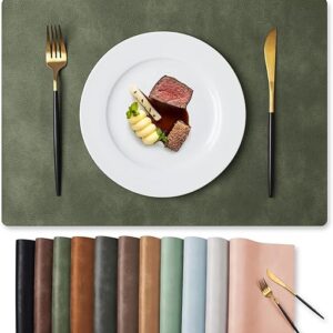 MOSAYT Vinyl Placemats Set of 8-12 X 17 Inch – Faux Leather 100% Waterproof Oil-Proof Wipeable PU Place Mats, Heat Resistant Reversible Tab…