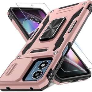DEERLAMN Case Compatible with Moto G Stylus 5G 2023 with Slide Camera Cover+Screen Protector(1 Pack),Rotated Ring Kickstand Military Grade …