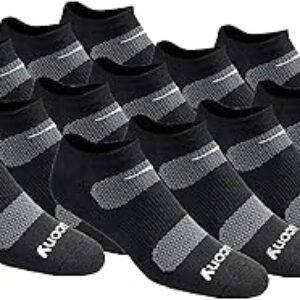 Saucony Men’s Rundry Mesh Ventilating Comfort Fit Performance No-Show Socks, Available in M-XXL (6, 12, 18 Pairs)