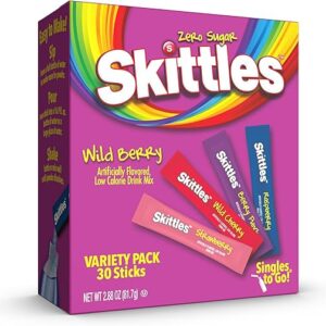 Skittles Singles To Go Wild Berry Variety Pack, Watertok Powdered Drink Mix, Zero Sugar, Low Calorie, Includes 4 Wild Berry Flavors, 1 Box …