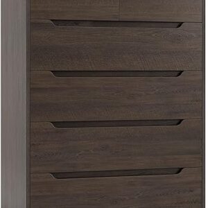 HOSTACK Modern 6 Drawer Dresser for Bedroom, Tall Chest of Drawers with Storage, Large Wood Storage Chest Organizer with Cut-Out Handle, Ac…