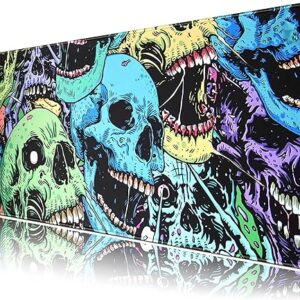 Colorful Skulls Desk Mat Large Gaming Mouse Pad XL Extended Mousepad Desk Pad Big Keyboard Pad Desktop Mouse Mat 31.5”x11.8” Deskmat for …