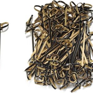 BambooMN 4.7″ Bamboo Black Knotted Knot Skewers Picks for Cocktails and Hors’ D’oeuvres Party Supplies, 1000 Pieces