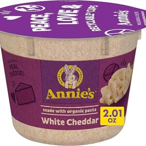 Annie’s Organic White Cheddar Macaroni and Cheese, Microwavable Cup, 2.01 oz