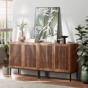 Set of 2 Accent Storage Cabinet with Doors and Adjustable Shelf,Freestanding Buffet Cabinet,Modern Sideboard Buffet Cabinet for Living Room…