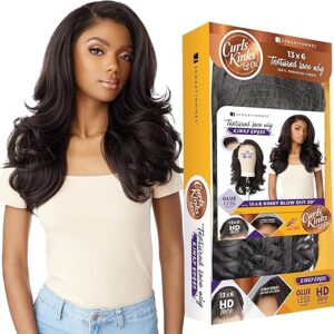 Sensationnel Curls Kinksandco Kinkyedges Wig – Kinky Blow Out 20 Inch 13X6 Lace Frontal Natural Kinkytexture Edged Hairline for Natural 3C …
