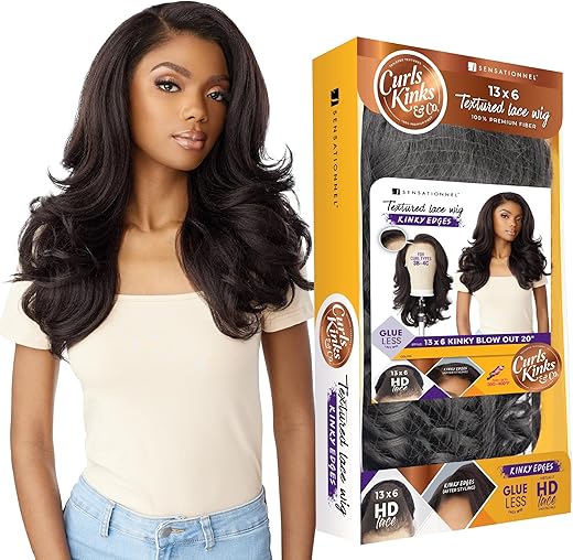 Sensationnel Curls Kinksandco Kinkyedges Wig - Kinky Blow Out 20 Inch 13X6 Lace Frontal Natural Kinkytexture Edged Hairline for Natural 3C ...