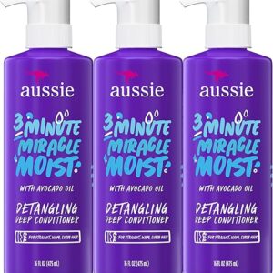 Aussie 3 Minute Miracle Moist Deep Conditioner for Dry Hair, Avocado & Jojoba Oil, Safe for Color Treated Hair, Nourishing Hydration, Silky…