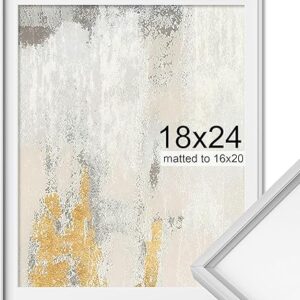18×24 Metal Picture Frame, 18 by 24 Premium Aluminum Poster Frames with 16×20 Removable Mat, Tempered Glass, Vertical and Horizontal Displa…