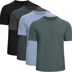 Iseasoo Men’s Crew Neck T-Shirts,2/4 Pack Classic Tees,Cotton Short Sleeve Comfort Cotton Jersey for Men