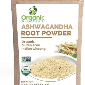 Organic Ashwagandha Root Powder – 1.10 lbs (17.64 oz) | Resealable Kraft Bag,Non-GMO, Indian Ginseng, Withania Somnifera -100% Raw from Ind…