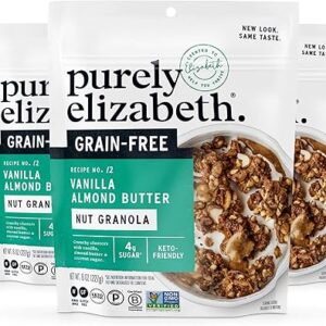 Purely Elizabeth, Vanilla Almond Butter, Keto Granola with MCT Oil, Grain-Free (3 Ct, 8oz Bags)