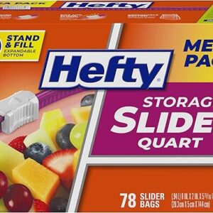 Hefty Slider Kitchen Storage Bags, Quart Size, 78 Count