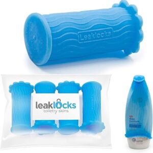 LeakLocks® Toiletry Skins™ Elastic Sleeve for Leak Proofing Travel Container in Luggage. For Standard and Travel Sized Toiletries. Reusable …