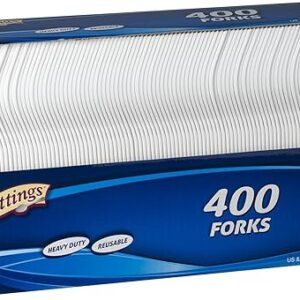 [400 Count] Settings Plastic White Forks, Practical Disposable Cutlery, Great for Thanksgiving Home, Office, School, Party, Picnics, Restau…