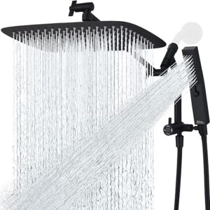 G-Promise All Metal 14 Inch Shower Head with Massage Mode Handheld, Rain Shower Head with Handheld Spray Combo, 3-Way Diverter with Pause Se…
