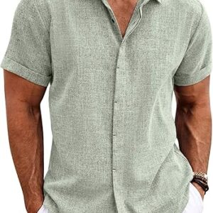 COOFANDY Men’s Casual Linen Short Sleeve Shirt