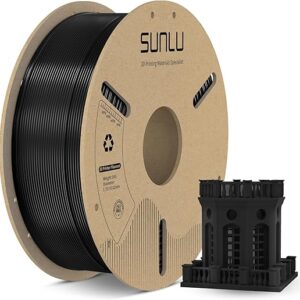 SUNLU PETG Filament 1.75mm, 3D Printer Filament 1.75mm ±0.02mm, Fit Most FDM 3D Printer, 1KG Cardboard Spool. (Black)