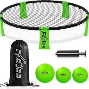 Outdoor Beach Ball Game Includes 3 Balls, Net and Carrying Bag -Roundnet Game Set for Adults, Kids, and Family – Perfect for Beach, Yard, La…