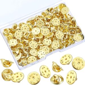 Pin Backs Metal Locking Pin Backs Brass Butterfly Clutch Badge Insignia Name Tag Dammits Pin Backs Replacement (Gold, 50 Pieces)