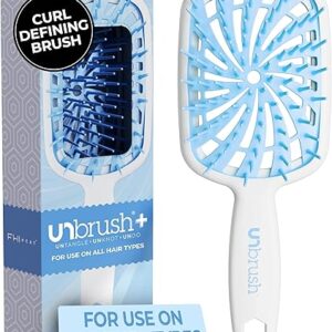 FHI Heat UNbrush Plus — Curly Hair Brush for Gentle & Effective Detangling on Wet or Dry Fragile Hair Types — Detangler Brush w/ 84 UltraFl…
